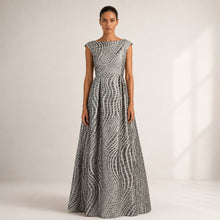 Load image into Gallery viewer, ST. JOHN Collection Threaded Sleeveless Gown Metallic Silver
