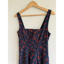Load image into Gallery viewer, Abercrombie & Fitch Strawberry Print Sleeveless Midi Dress Blue M Tall NWT