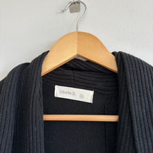 Load image into Gallery viewer, Laurie B Open Waterfall Draped Front Ribbed Knit Long Sleeve Cardigan Black M
