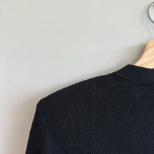 Load image into Gallery viewer, Vintage ST. JOHN Basics Knit Gold Button Front Shoulder Pad Blazer Black S