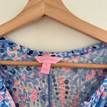 Load image into Gallery viewer, Lilly Pulitzer Duval Tic Tac Tile V-Neck Mini T-Shirt Dress Blue Pink S