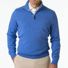 Load image into Gallery viewer, Fairway & Greene Baruffa Merino Wool 1/4 Zip Long Sleeve Windsweater Blue XL