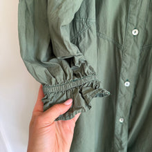 Load image into Gallery viewer, Free People Hannah Cotton Poplin 3/4 Sleeve Mini Shirt Dress Green L