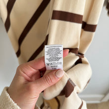 Load image into Gallery viewer, Tanya Taylor Cody Striped Twist Front Midi Bodycon Dress Cream Brown L