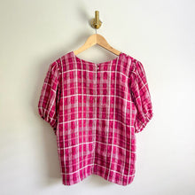 Load image into Gallery viewer, Madewell Plaid Puff-Sleeve Top Pink S