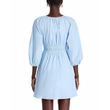 Load image into Gallery viewer, Wayf Leighton Poplin 3/4 Sleeve V-Neck Mini Dress Blue XS