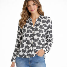 Load image into Gallery viewer, A.L.C Silk Paisley Print Button Up Blouse Black White