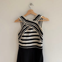 Load image into Gallery viewer, Anthropologie Maeve Crosswise Striped Fit & Flare Bandage Dress Black White 4