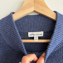 Load image into Gallery viewer, Peter Millar Wool Blend Ribbed Knit Mock Neck 1/4 Zip Pullover Sweater Blue XL
