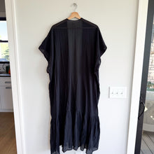Load image into Gallery viewer, Aerie Cotton Tiered Ruffle Long Open Front Short Sleeve Cover Up Black One Size