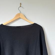 Load image into Gallery viewer, Lafayette 148 New York Ribbed Round Neck 3/4 Sleeve Pullover Sweater Black L