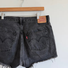 Load image into Gallery viewer, Levi's 501 Original Distressed Hem Button Fly Denim Cut Off Shorts Black 33