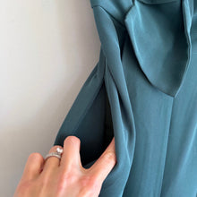 Load image into Gallery viewer, Anthropologie Hailee C Bow-Front Strapless Cut Out Back Cropped Jumpsuit Teal 6