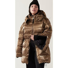 Load image into Gallery viewer, Athleta x Alicia Keys Golden Aura Zip Up Hooded Puffer Coat Metallic Brown S