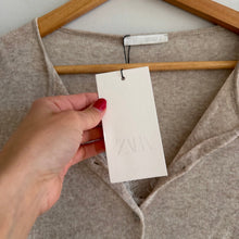 Load image into Gallery viewer, Zara Ribbed Knit Cropped Casual Button Front Cardigan Brown M NWT