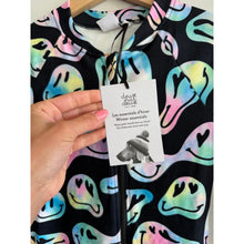 Load image into Gallery viewer, Deux Par Deux Smiley Face Girl Print Long Sleeve Thermal One Piece Black 7 NWT