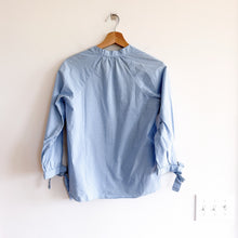 Load image into Gallery viewer, Madewell Striped Tie-Sleeve V-Neck Popover Blouse Blue XXS