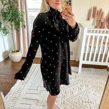 Load image into Gallery viewer, NWT ST. JOHN Collection Rhinestone Silk Dress with Drape Scarf Black 10
