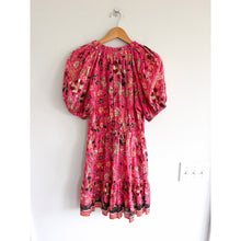 Load image into Gallery viewer, Ulla Johnson Sanna Floral Print Split Neck Mini Dress Pink 6