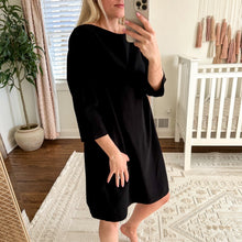 Load image into Gallery viewer, Eileen Fisher Washable Stretch Crepe Shift Dress Black L