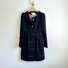Load image into Gallery viewer, Anthropologie Leifsdottir Button Front Long Sleeve Embellished Coat Black 2