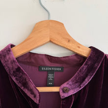 Load image into Gallery viewer, Eileen Fisher Silk Blend Velvet Classic Collar Button Down Shirt in Casis