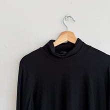 Load image into Gallery viewer, Eileen Fisher Ribbed Stretch Long Sleeve Turtleneck Top Black L