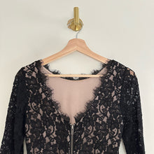 Load image into Gallery viewer, Diane Von Furtenberg Colleen 3/4 Sleeve Lace Mini Dress Black 4