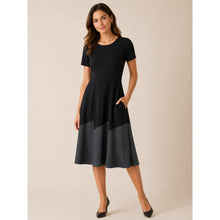 Load image into Gallery viewer, Elie Tahari Maria Colorblock Stretch Dress Black 10