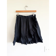 Load image into Gallery viewer, J. Crew Linen Faux Wrap Ruffled Mini Skirt Black O