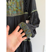 Load image into Gallery viewer, Free People Much Love Embroidered V-Neck Long Sleeve Tunic Top Black XS NWT
