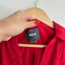 Load image into Gallery viewer, Anthropologie Maeve Long Sleeve Popover Button Chiffon Blouse Red 6