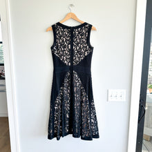 Load image into Gallery viewer, Tadashi Shoji Stretch Lace Jersey Fit & Flare V-Neck Dress Nude Black 8