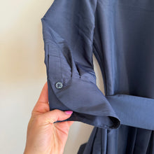 Load image into Gallery viewer, SIMKHAI Julip Tie-Waist Shirtdress-Style Gown Midnight Blue 2 NWT