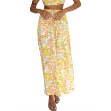 Load image into Gallery viewer, NWT Girl And The Sun Cairo Floral Pattern High Rise Maxi Skirt Yellow XL