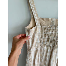 Load image into Gallery viewer, Emory Park Plaid Square Neck Wide Leg Sleeveless Jumpsuit Beige M