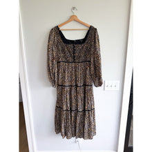 Load image into Gallery viewer, Madewell Embroidered Tiered Floral Casual Midi Dress Brown Black 10 NWT