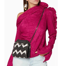 Load image into Gallery viewer, Stella McCartney Embellished Chevron Falabella Crossbody Bag Black White