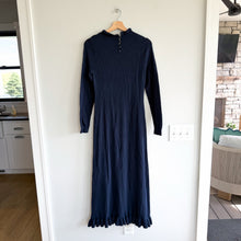 Load image into Gallery viewer, Treasure & Bond Ruffle Hem Long Sleeve Knit Sweater Dress Navy Blue S NWT