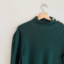 Load image into Gallery viewer, Lauren Ralph Lauren Black Label Mock Neck Knitted Puff Sleeve Sweater Green 1X
