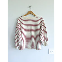 Load image into Gallery viewer, Perfectwhitetee Niall Striped French Terry 3/4 Sleeve Sweatshirt Red White S