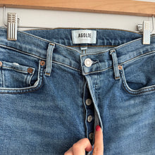 Load image into Gallery viewer, AGOLDE Nico High Rise Button-Fly Distressed Skinny Leg Cropped Jeans Blue 24