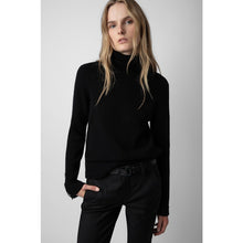 Load image into Gallery viewer, Zadig & Voltaire Boxy RC Bijoux Knit Mock Neck Pullover Sweater Black L NWT