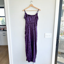 Load image into Gallery viewer, Milly Lilliana Silk Blend Jacquard Sleeveless Ruched Slit Midi Dress Purple 8