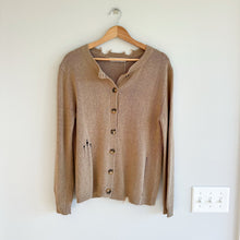 Load image into Gallery viewer, Zara Linen Blend Distressed Knit Button Front Cardigan Sweater Brown M
