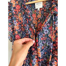 Load image into Gallery viewer, Misa Lillian Floral Pattern Ruffles Tiered Mini Dress Blue Red S