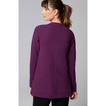 Load image into Gallery viewer, J. Jill Fit Tweeded French Terry Side-Slit V-Neck Casual Tunic Top Purple L NWT