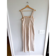 Load image into Gallery viewer, Emory Park Plaid Square Neck Wide Leg Sleeveless Jumpsuit Beige M