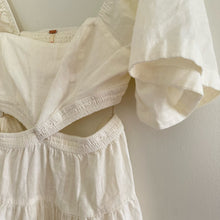 Load image into Gallery viewer, Free People Cross of Sunlight Cut Out Linen Mini Dress Ivory M