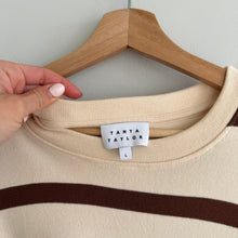 Load image into Gallery viewer, Tanya Taylor Cody Striped Twist Front Midi Bodycon Dress Cream Brown L
